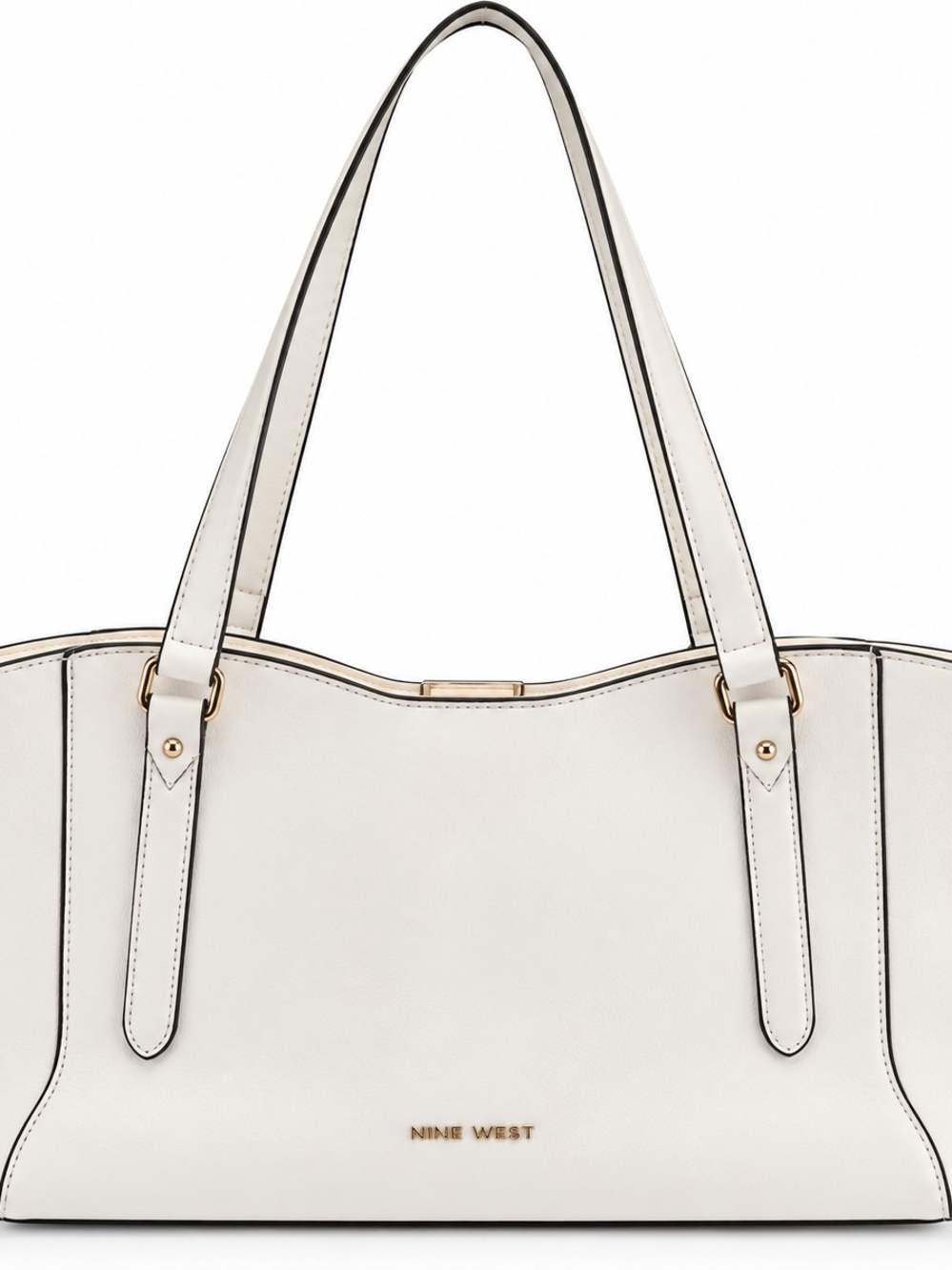 Nine West Cream Leather Tote with Gold Hardware